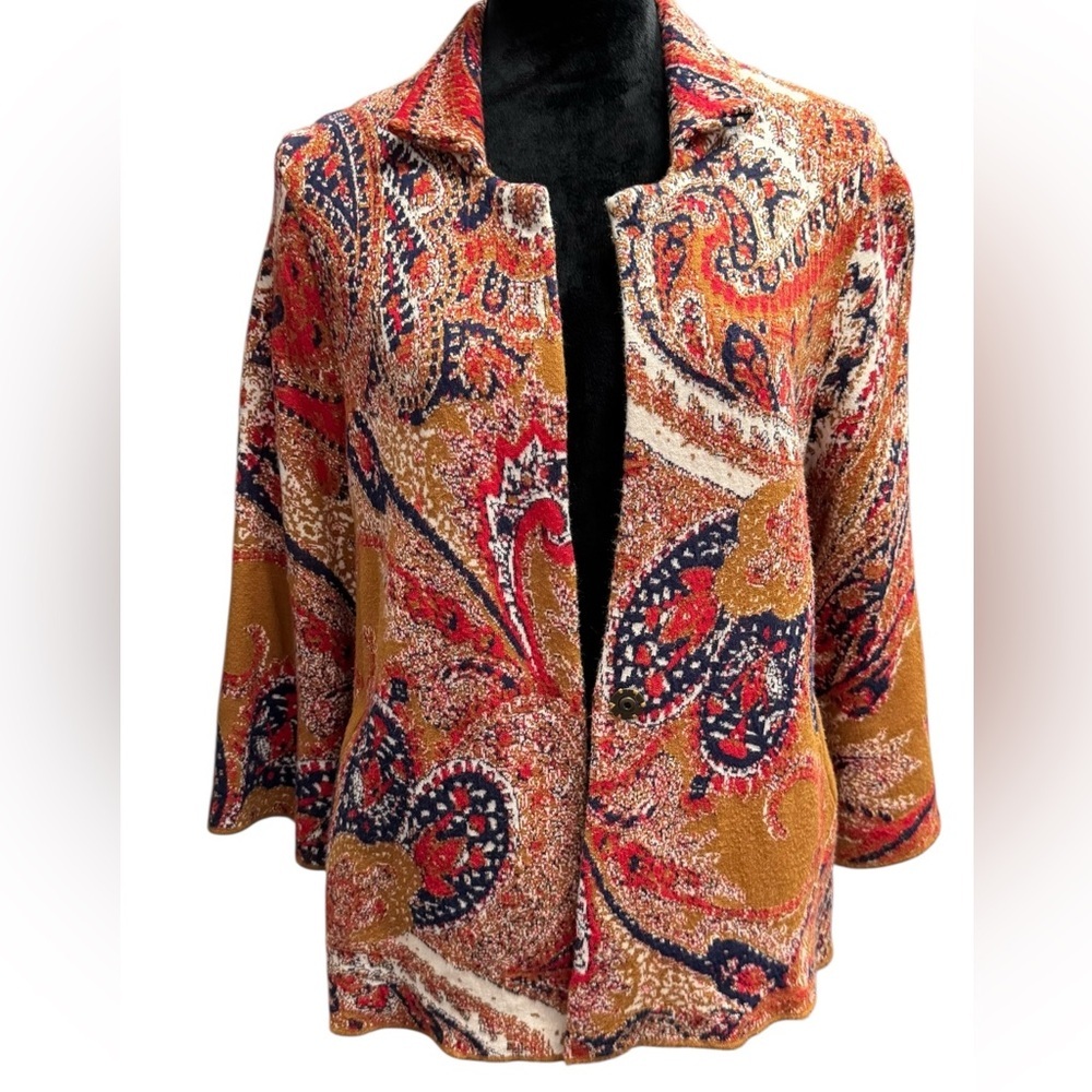 Moth by Anthropologie Intarsia Blazer Cardigan Sweater Size Small​